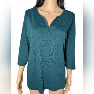 L.L. Bean Green 3/4 Sleeve Women's Top